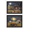 Trendy Decor 4U 2- Piece Vignette Halloween Season in the Country Black Framed Wall Art for Living Room