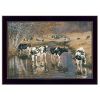 "Fall Reflections (Holsteins in River)" by Bonnie Mohr, Ready to Hang Framed Print, Black Frame