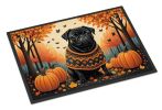 Black Pug Fall Doormat Front Door Mat Indoor Outdoor Rugs for Entryway, Non Slip Washable Low Pile, 24H X 36W