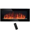 HOMCOM 41.3" 1500W Electric Wall-Mounted Fireplace with Flame Effect, 7 Color Background Light, Black