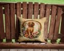 Cocker Spaniel and Flowers Throw Pillow Machine Washable, Indoor Outdoor Decorative Pillow for Couch, Bed or Patio, 14Hx14W