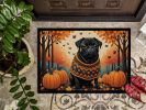 Black Pug Fall Doormat Front Door Mat Indoor Outdoor Rugs for Entryway, Non Slip Washable Low Pile, 24H X 36W