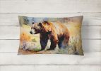 NEW Watercolor Wildlife Throw Pillow Throw Pillow for Indoor Couch Bed Outdoor Patio Washable, Grizzly Bear 2923,12Hx16W