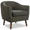 Gray Fabric Upholstered Accent Chair 1pc Espresso Finish Legs Button Tufted Solid Wood Furniture Living Room Chair