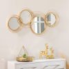 HOMCOM Metal Wall Art Modern Mirror Decor Home Hanging Wall Sculptures for Living Room Bedroom Dining Room Gold