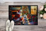 NEW American Eskimo and Santa Claus Doormat Front Door Mat Indoor Outdoor Rugs for Entryway, Non Slip Washable Low Pile, 18H X 27W