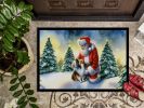 NEW Sheltie and Santa Claus Doormat Front Door Mat Indoor Outdoor Rugs for Entryway, Non Slip Washable Low Pile, 18H X 27W