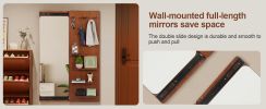 Wall Mounted Full Length Mirror, Full Body Mirror with Shelf, Full Body Mirror with Hook Wall Mounted Mirror with Multifunctional Design Panel
