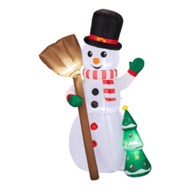6.2FT Broom, Snowman And Tree, 3 LED 210D Polyester Christmas Inflatable Decoration, 12V,1000mA US Standard (Option: 1Pc)